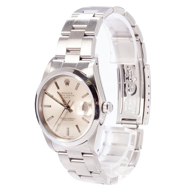 Pre-Owned 34MM Rolex Date 15200 Silver Dial