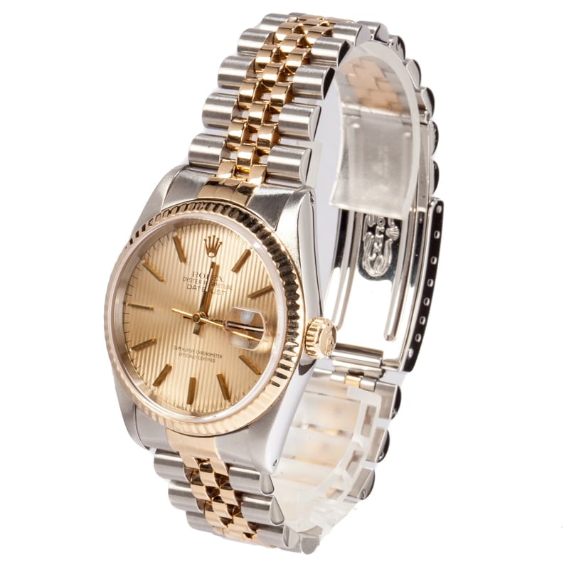 Authentic Rolex Datejust 16233 Champagne Tapestry Dial