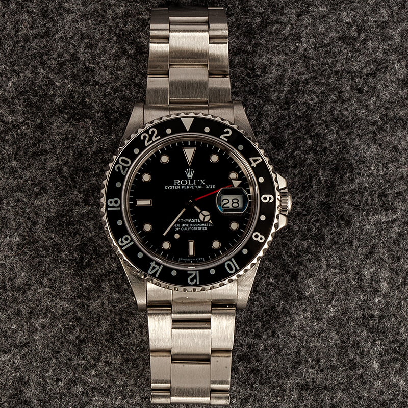 Pre-Owned Rolex 40mm GMT Master II 16710 Black Dial