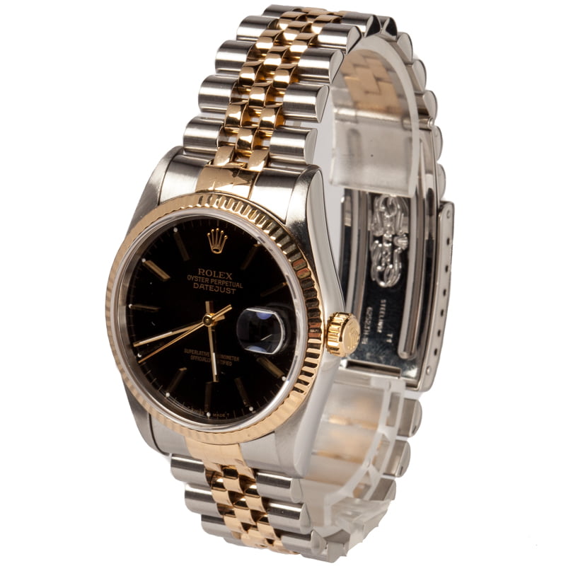 Rolex Steel and Gold Datejust 16233 Black Dial