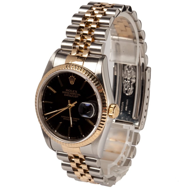 Rolex Steel and Gold Datejust 16233 Black Dial