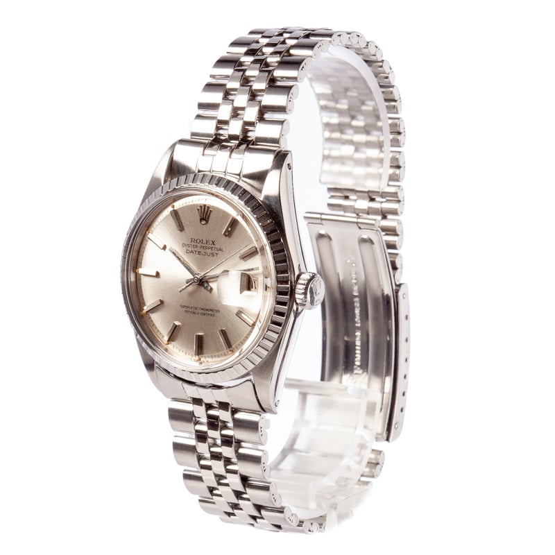 Rolex Datejust 1603 Stainless Steel Engine Turned Bezel