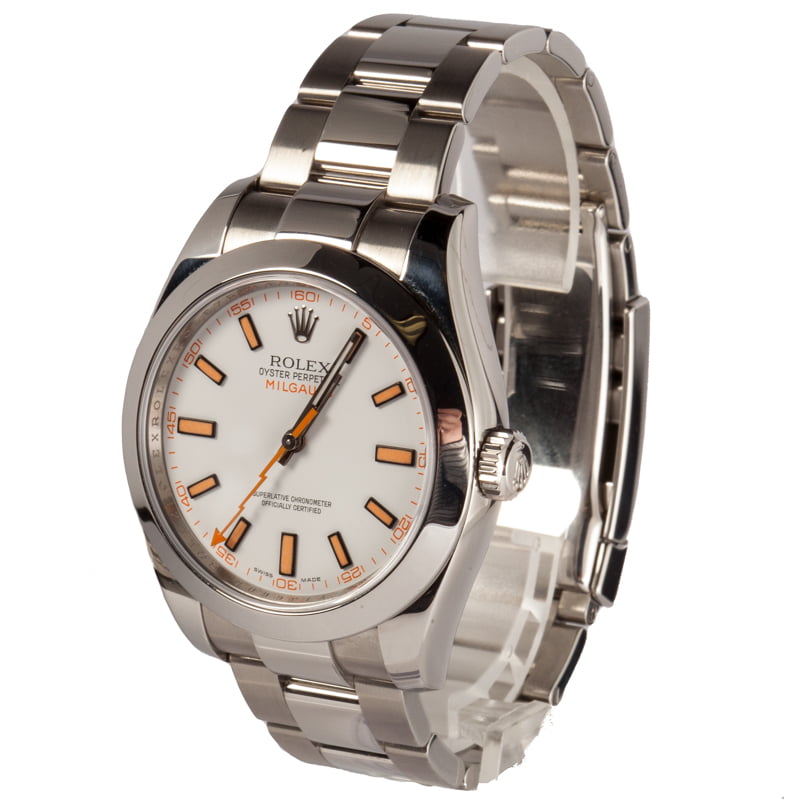 Mens White Rolex Milgauss 116400