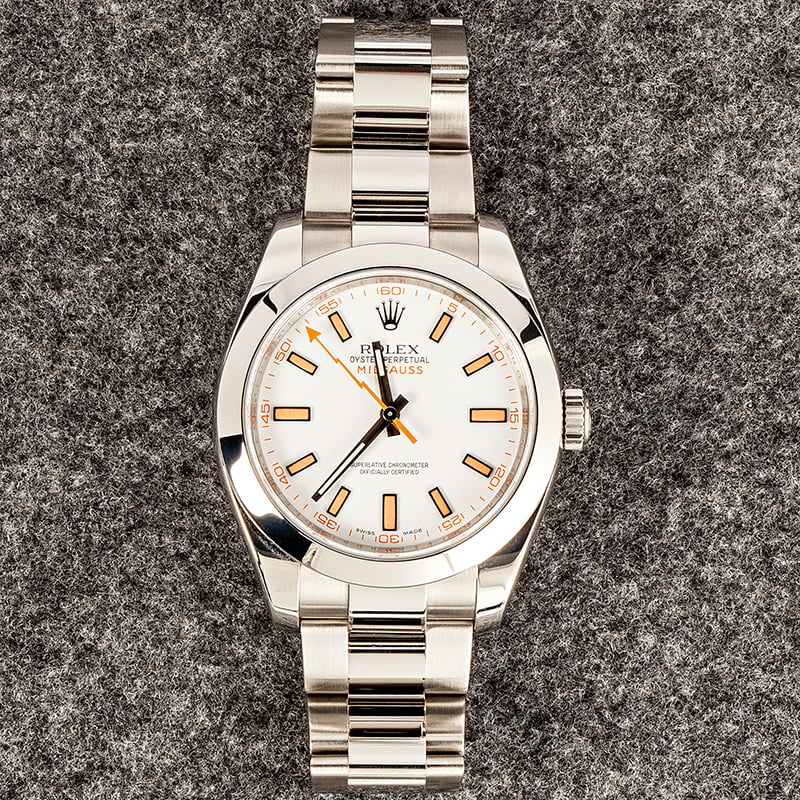 Mens White Rolex Milgauss 116400