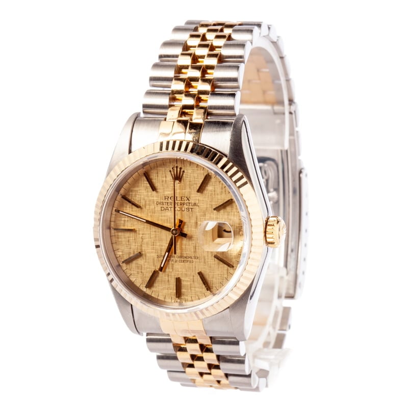 Rolex Datejust 16233 Champagne Linen Dial