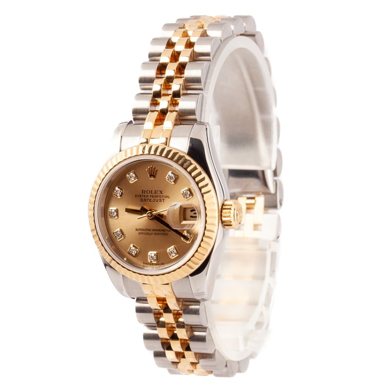 Rolex Datejust 179173 Champagne Diamond Dial