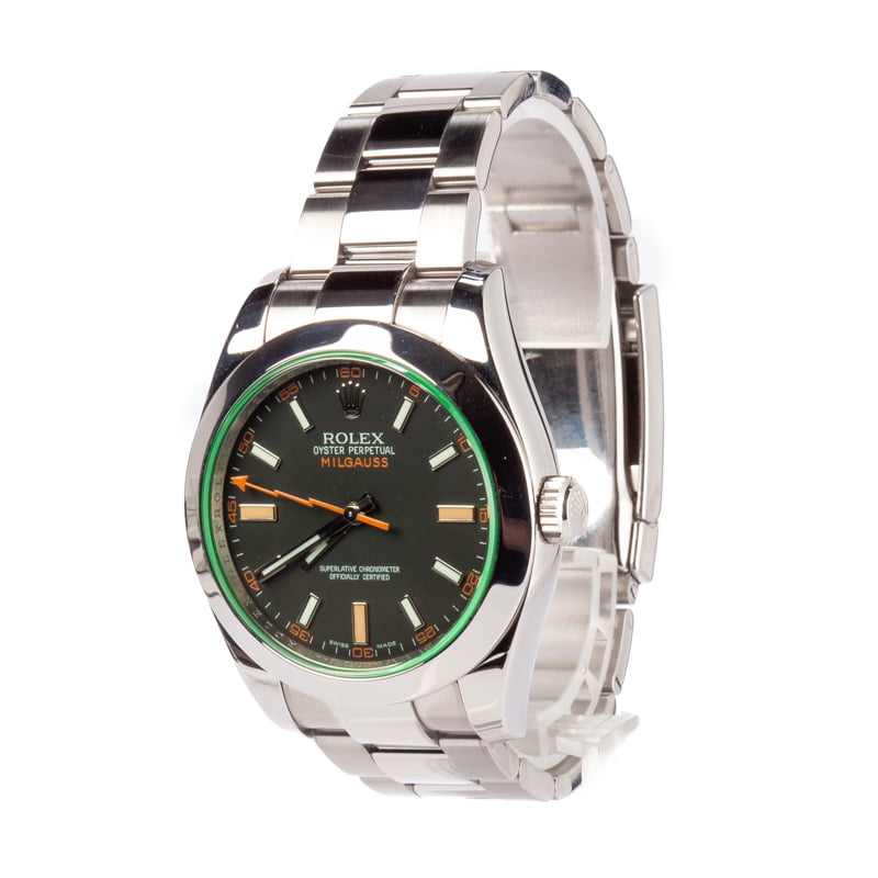 Men's Rolex Milgauss 116400 Black Luminescent Dial