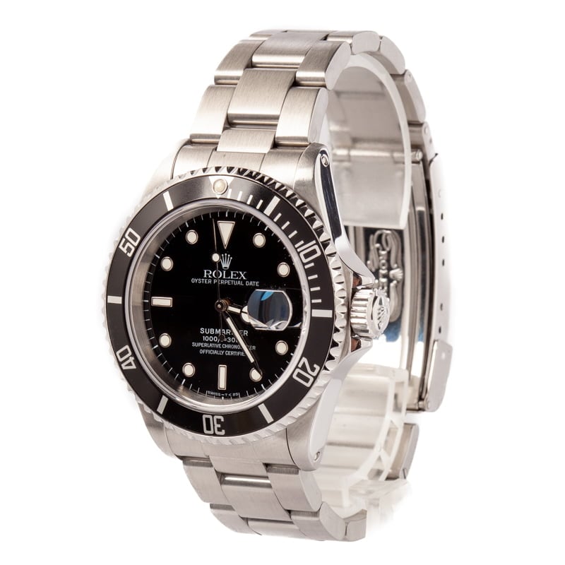 Used Rolex Submariner 16610 Black Tritium Dial