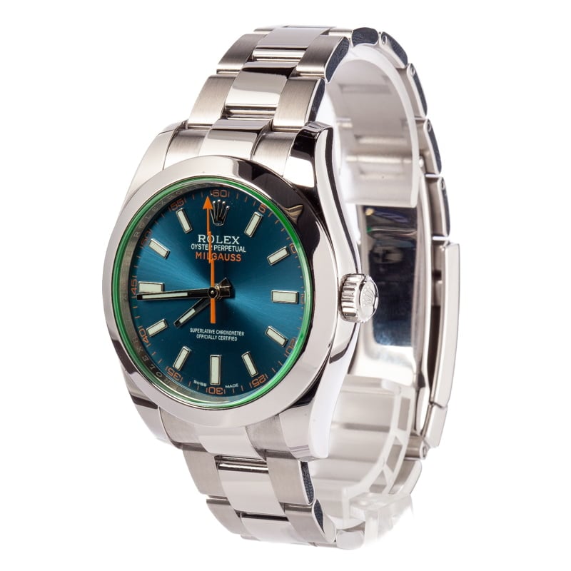 Rolex Green Milgauss 116400GV Blue