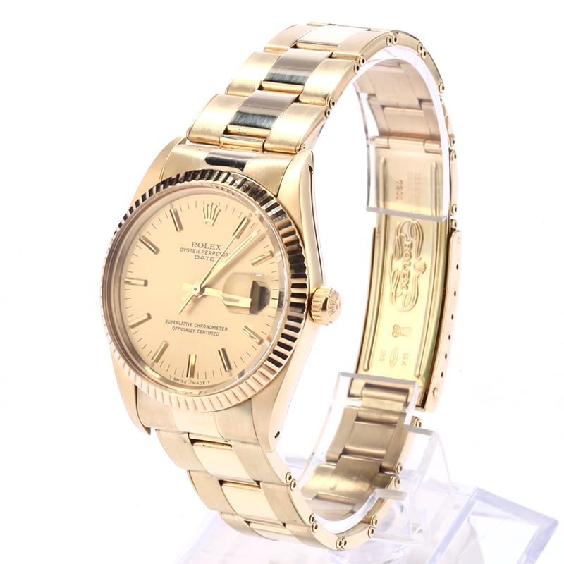 PreOwned Rolex Date 15037 Yellow Gold Oyster Rivet