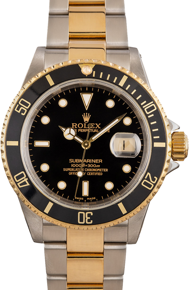 Men's Rolex Submariner Two-Tone Blue Face Model 16613