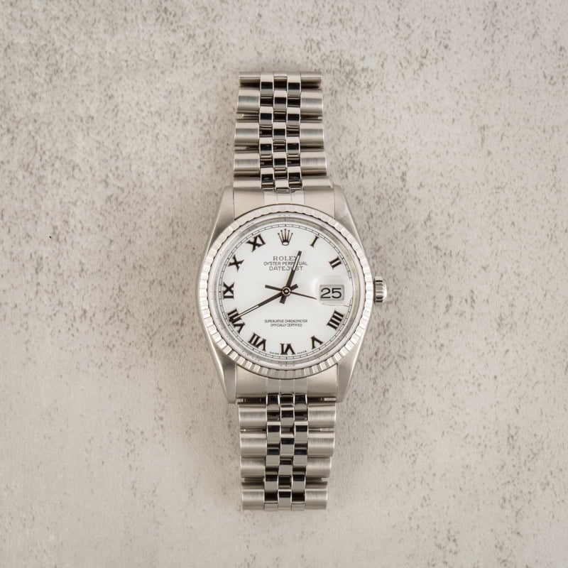 Rolex Datejust 16220 White Roman Dial