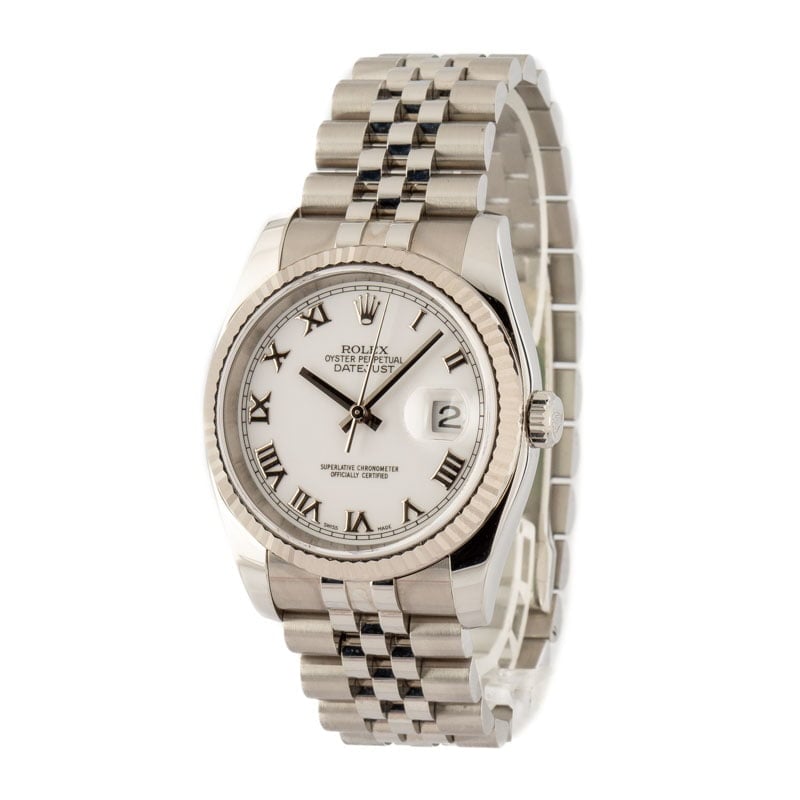 Men's Rolex Datejust 116234 White Roman Dial