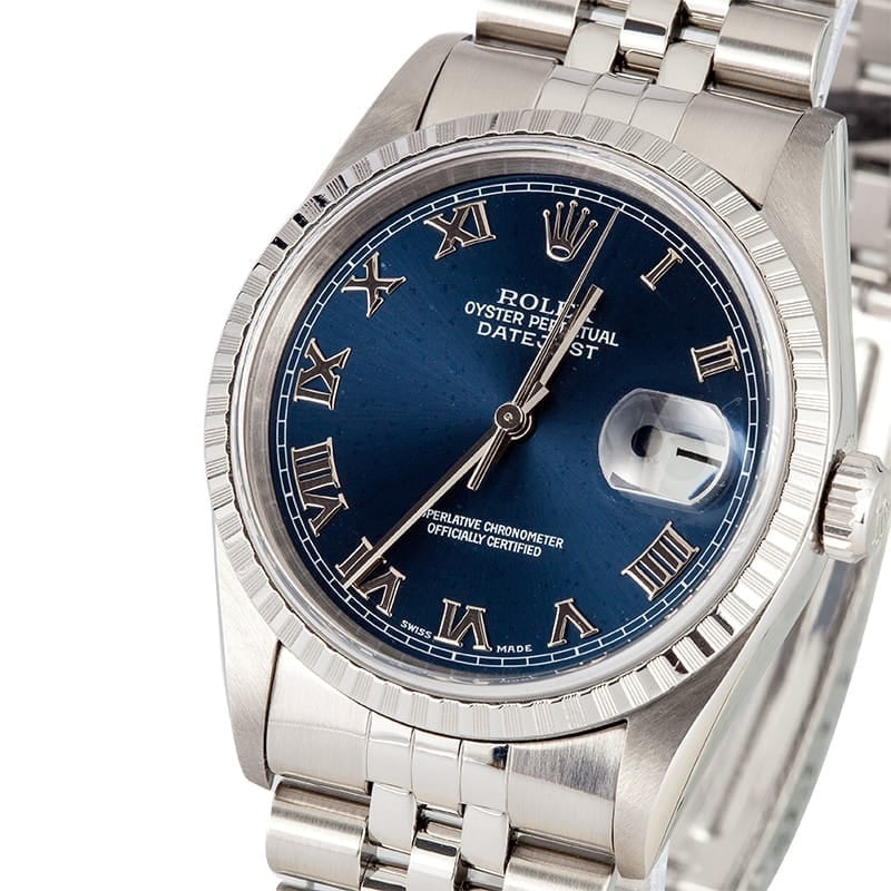 Rolex Steel Datejust 16220 Blue Roman