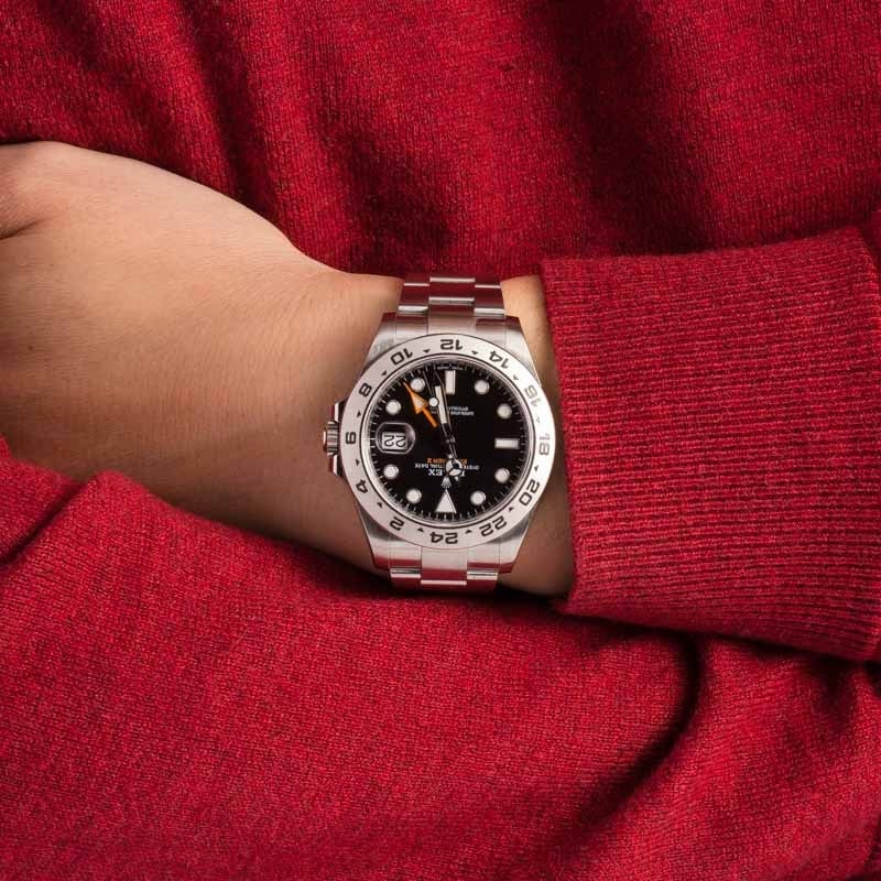 Rolex explorer ii shop black on wrist