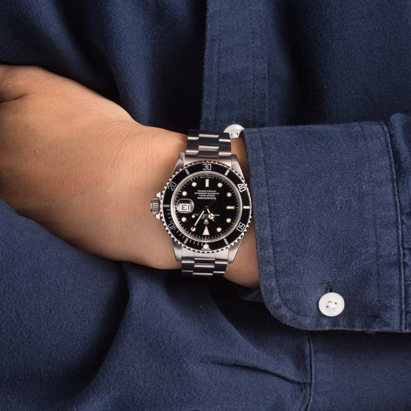 Pre-owned Rolex Men's Submariner Stainless Steel Black Dial 16610