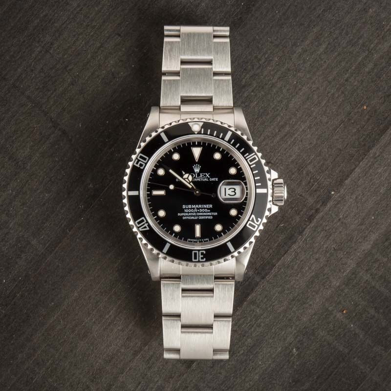 Pre-owned Rolex Men's Submariner Stainless Steel Black Dial 16610