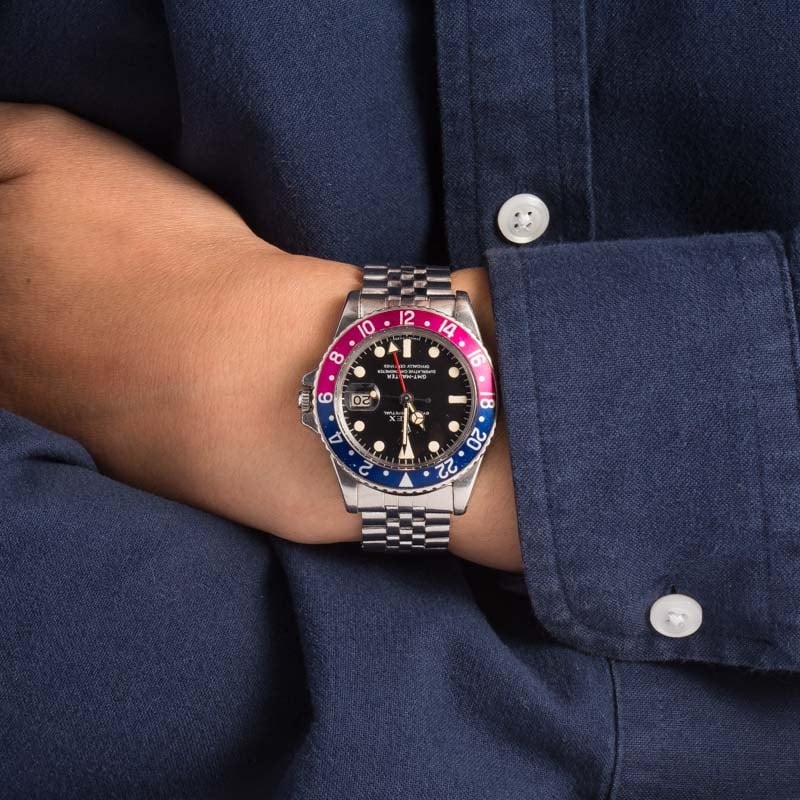 Vintage Rolex GMT-Master 1675 Mark I Dial with Fuchsia Bezel