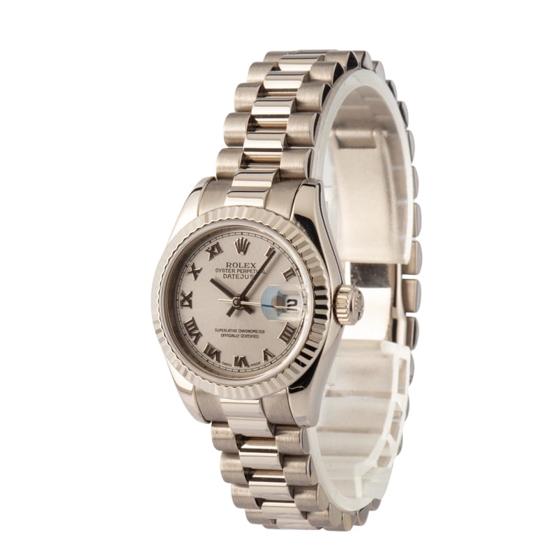 Ladies Rolex Datejust 179179 Silver Roman Dial