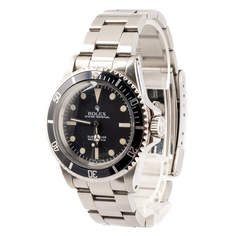 Mens Vintage Rolex Submariner 5513 Stainless Steel