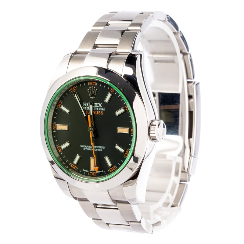 Rolex Milgauss 116400 Black Dial with Orange Accents