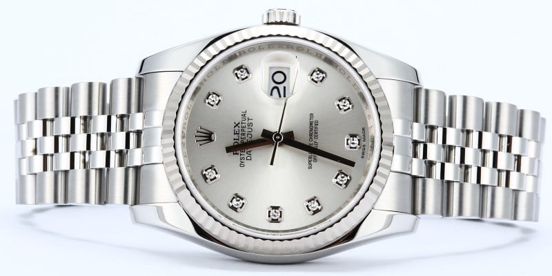 Rolex Datejust Silver Diamond Dial 116234