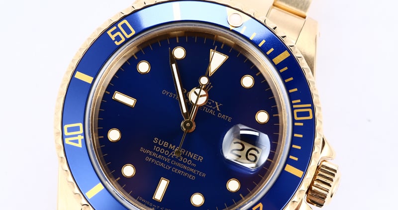 Men's Rolex Submariner 16808 Blue