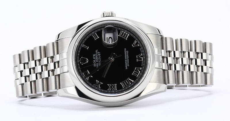 Rolex Datejust 116200 Black Roman Steel Jubilee