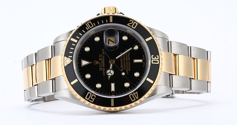 Rolex Submariner 16613 with Gold Thru Clasp