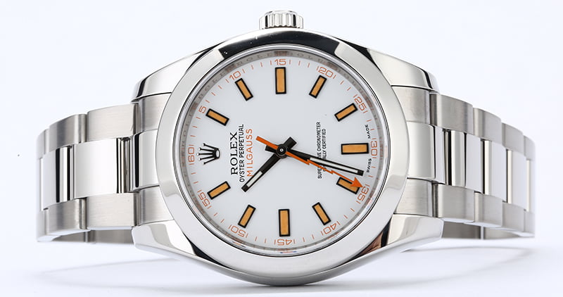 Steel Rolex Milgauss 116400 White Dial