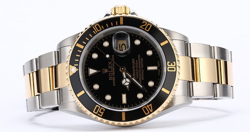 Rolex Submariner 16613 Gold Thru Clasp