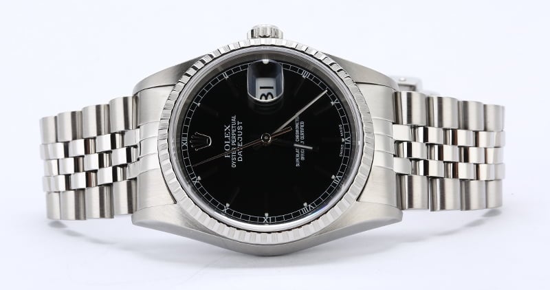 Rolex Datejust 16220 Steel Jubilee Black Dial