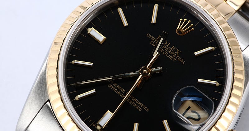 Mid-Size Rolex Datejust 68273 Black Index Dial