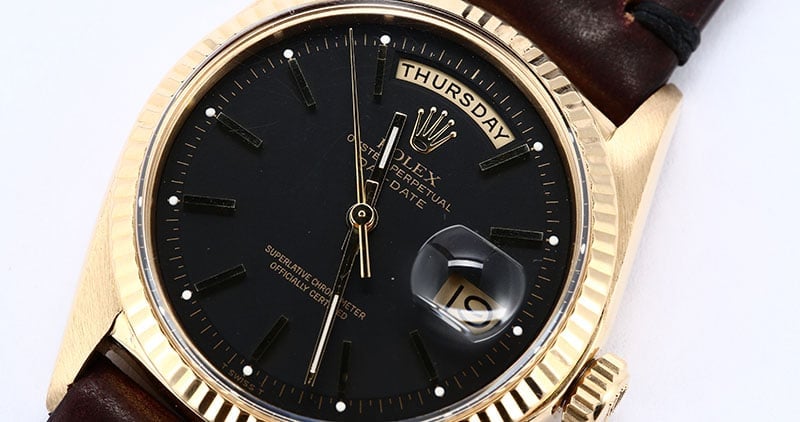 Rolex Day-Date 1803 Yellow Gold President Black Dial