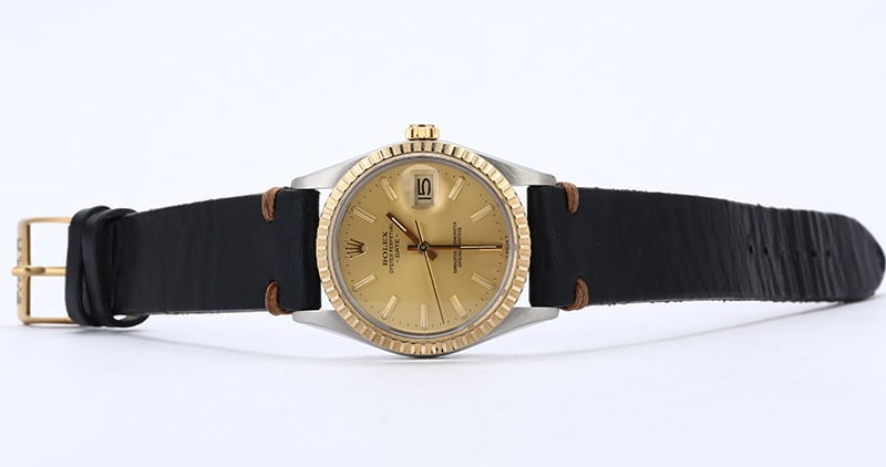 Rolex Date 15053 Champagne w/ Leather