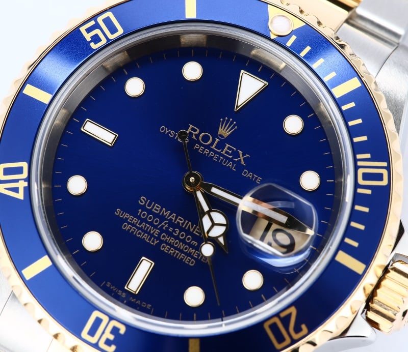 Rolex Blue Submariner 16613 No Holes Case