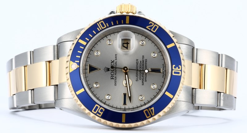 Rolex Submariner 16613 Silver Serti Dial