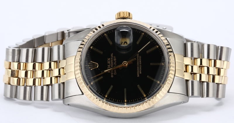 Men's Rolex Datejust Two Tone 16013 Black Dial