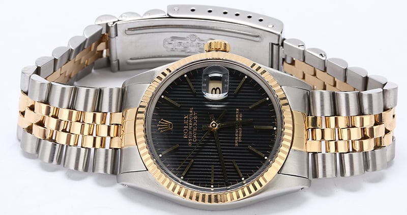 PreOwned Rolex Datejust 16013 Black Tapestry Dial