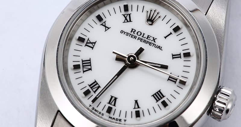 Rolex Ladies Oyster Perpetual 76080 White Roman Dial