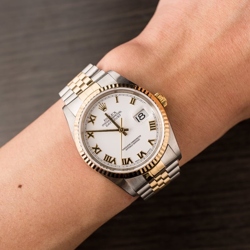 Pre Owned Rolex Datejust White Roman 16233