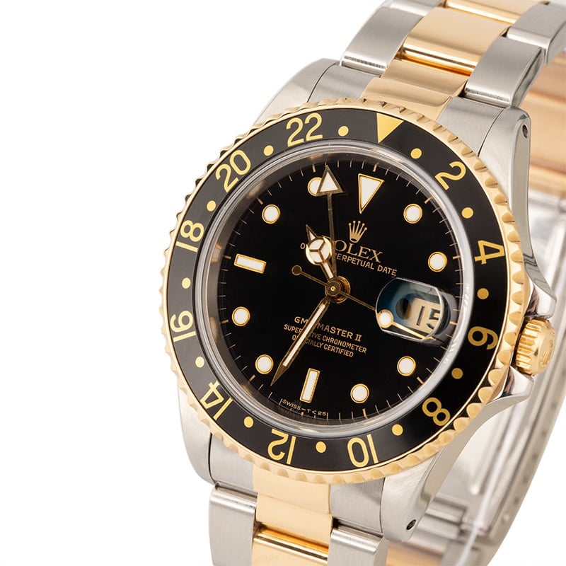 Pre Owned Rolex GMT-Master II Ref 16713 Two Tone Black Dial