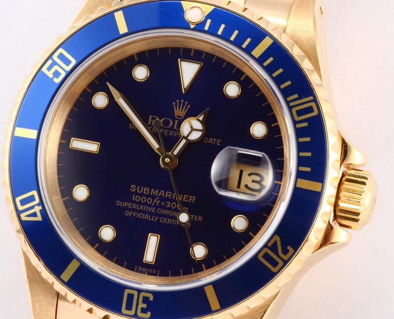 Mens Rolex 18k Yellow Gold Submariner 16618