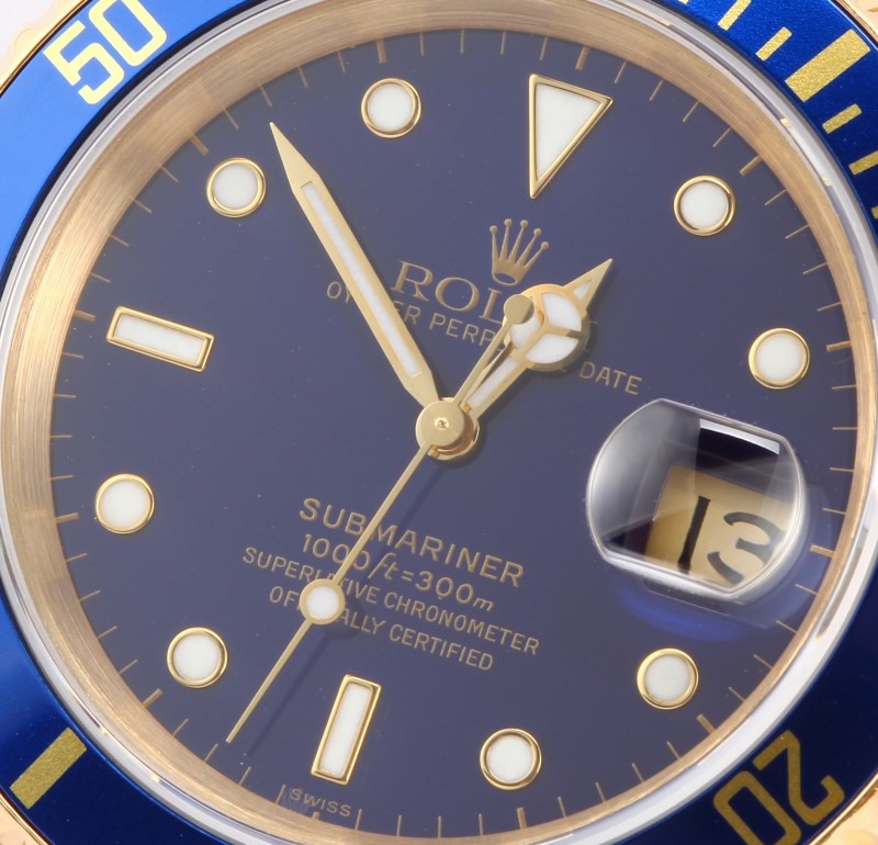 Mens Rolex 18k Yellow Gold Submariner 16618