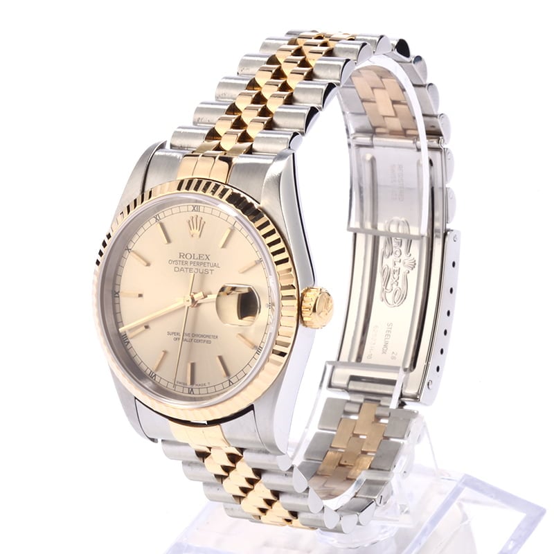 Pre-Owned Rolex Champagne Dial Datejust 16233 Two Tone