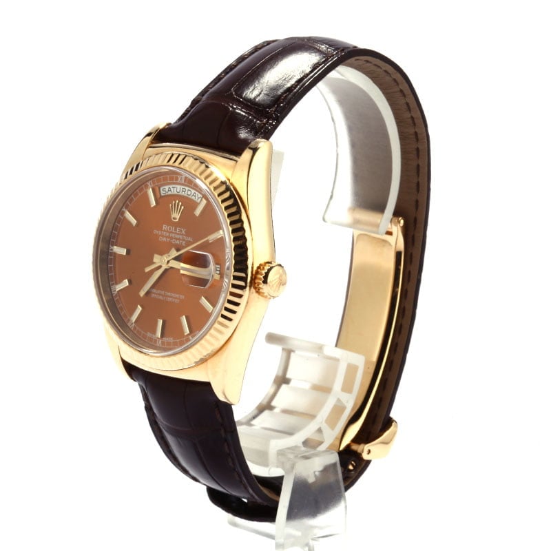 Pre Owned Rolex Day-Date 118138 Cognac Dial