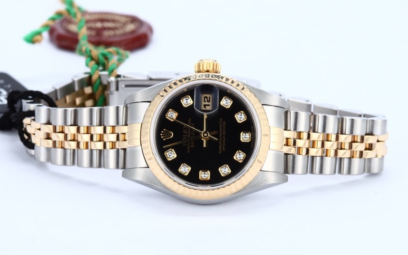 Ladies Rolex Datejust Watch 79173 Black Diamond