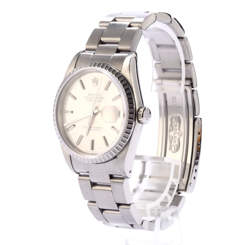 Pre Owned Rolex Datejust 16220 Silver Dial