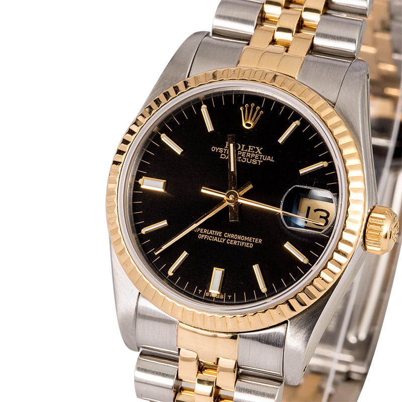 Mid-Size Rolex Datejust 68273 Black Index Dial