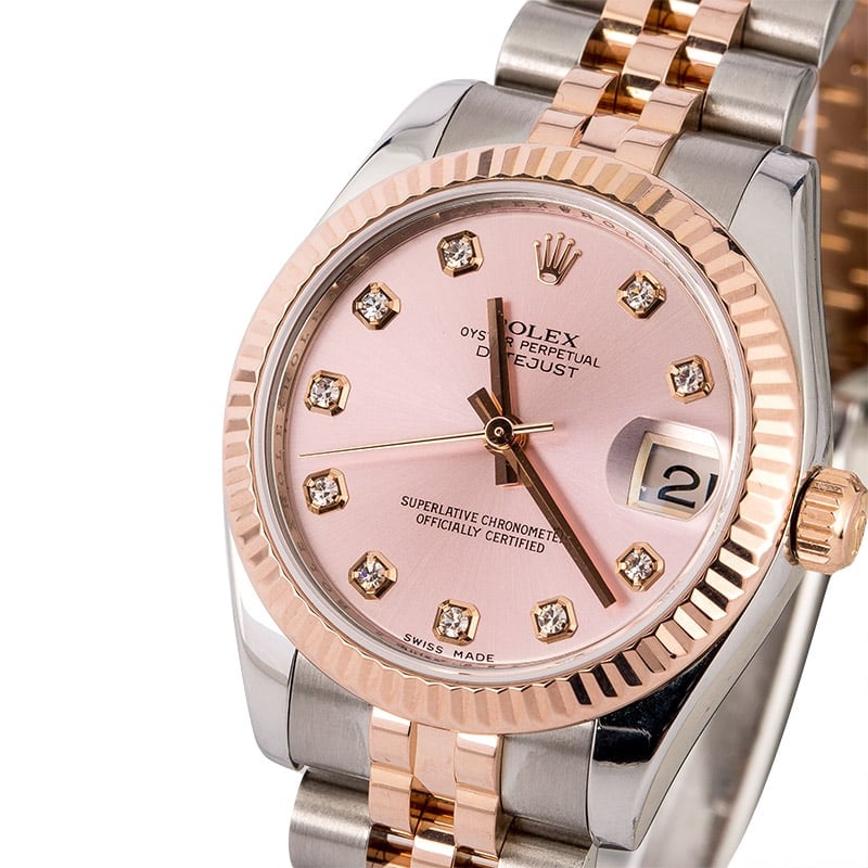 Midsize Rolex Datejust 178271 Pink Diamond Dial